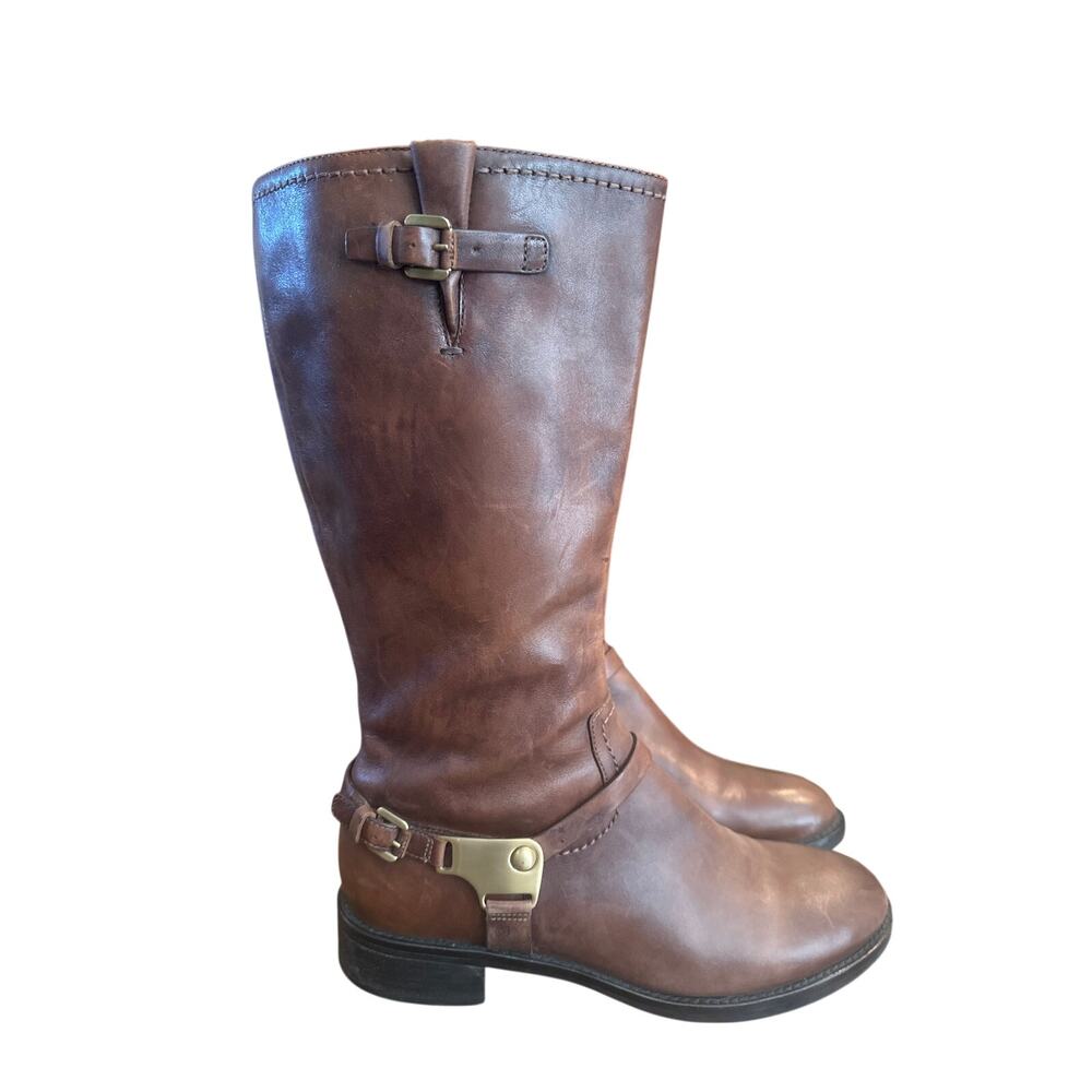 ⭐️ Women Ecco Brown Leather Riding Boots Size 40 ( 9 ) Classic Capsule Wardrobe